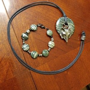 Green Zebra Jasper Necklace & Bracelet